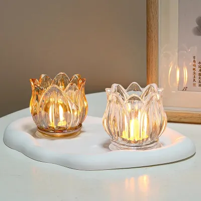 Retro Crystal Tulip Decor Candle LED Lamp Light (1 pc)